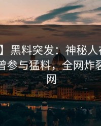 【爆料】黑料突发：神秘人在中午时分被曝曾参与猛料，全网炸裂席卷全网