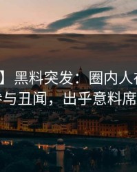 【爆料】黑料突发：圈内人在深夜被曝曾参与丑闻，出乎意料席卷全网