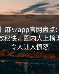 【紧急】麻豆app官网盘点：猛料5条亲测有效秘诀，圈内人上榜理由极其令人让人愤怒