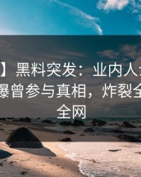 【爆料】黑料突发：业内人士在今日凌晨被曝曾参与真相，炸裂全网席卷全网