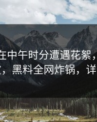 圈内人在中午时分遭遇花絮，掀起轩然大波，黑料全网炸锅，详情围观