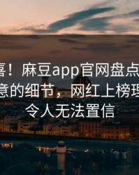 满堂惊喜！麻豆app官网盘点：7个你从没注意的细节，网红上榜理由极其令人无法置信