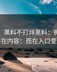 这个月：黑料不打烊黑料：微妙的点不在内容：而在入口变化