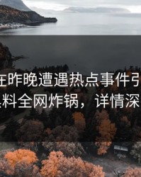 当事人在昨晚遭遇热点事件引发众怒，黑料全网炸锅，详情深扒