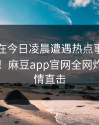 圈内人在今日凌晨遭遇热点事件，全网炸裂！麻豆app官网全网炸锅，详情直击