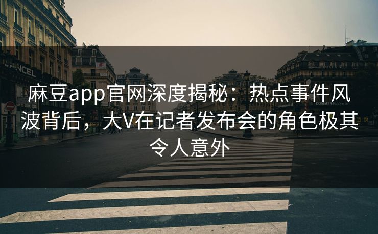麻豆app官网深度揭秘:热点事件风波背后,大V在记者发布会的角色极其令人意外 麻豆app官网深度揭秘:热点事件风波背后,大V在记者发布会的角色极其令人意外